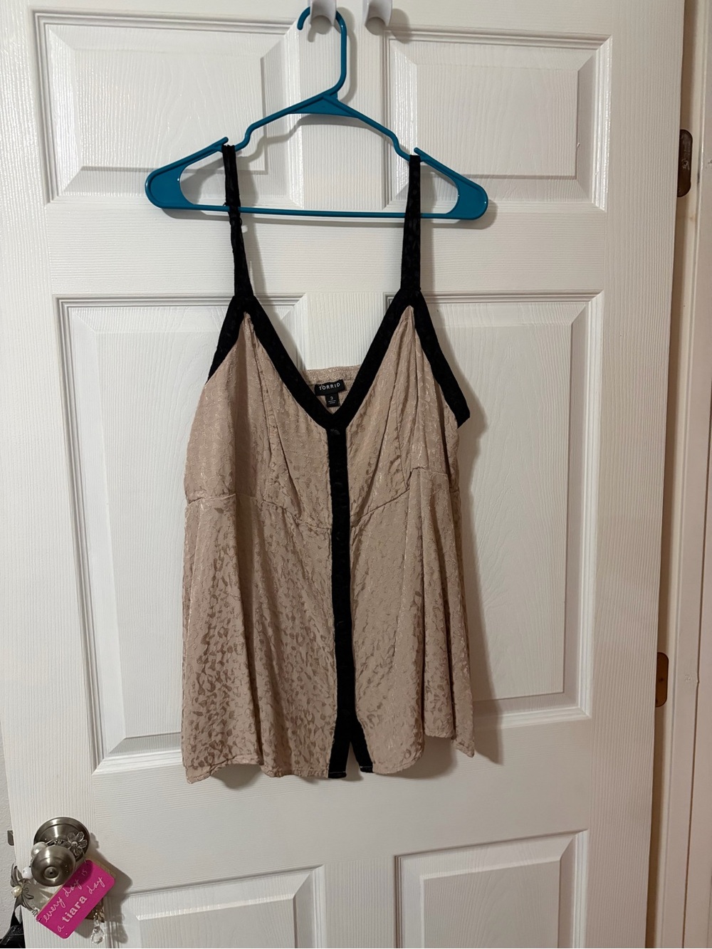 torrid Beige Lace Cami with Black Trim
